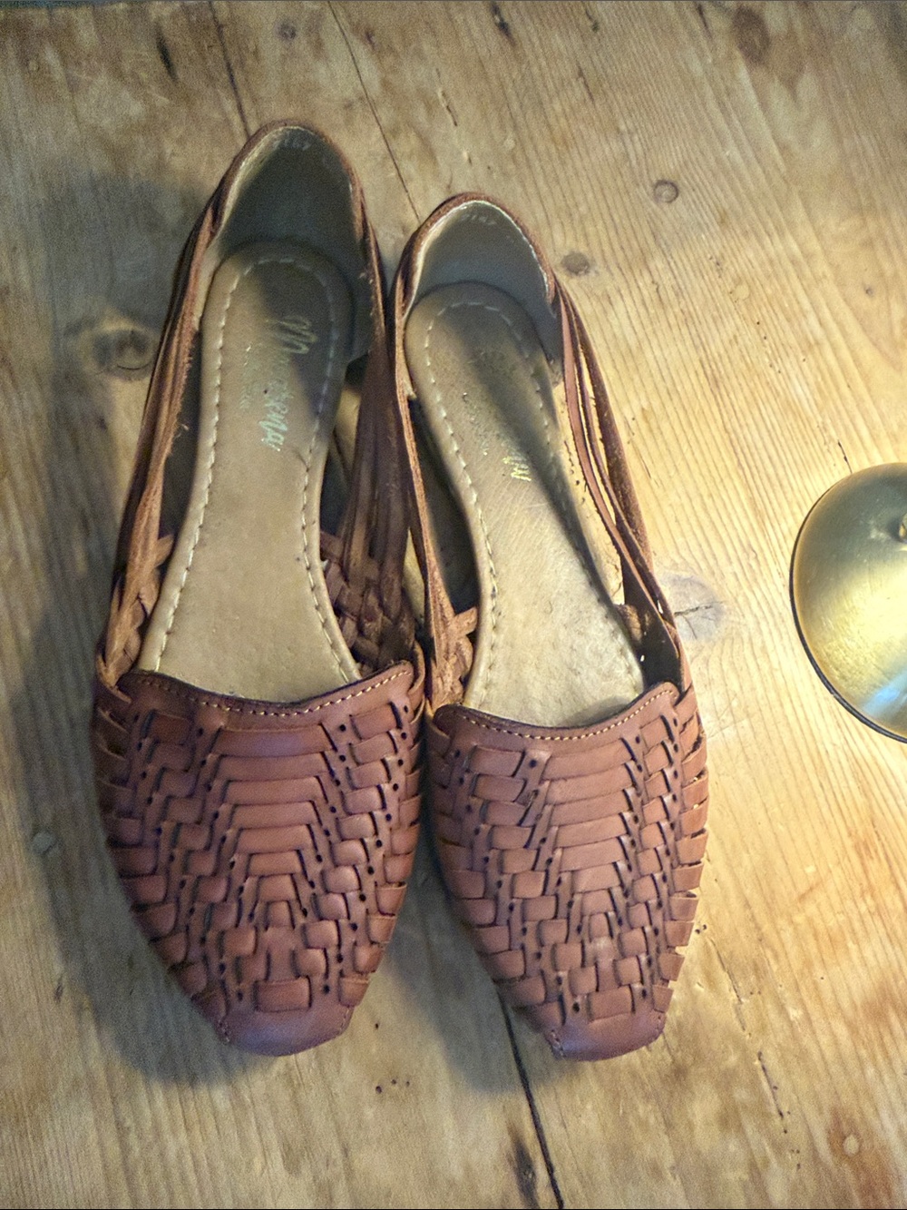 Woven Slip-On Flats in Brown